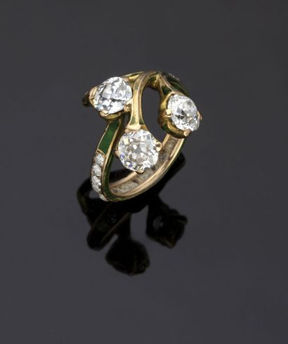 18k yellow gold (750 k) flower ring set with...