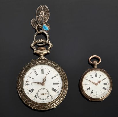 Deux montres à gousset en argent, cadrans...