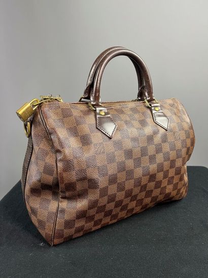 LOUIS VUITTON - sac SPEEDY toile damier ébène...