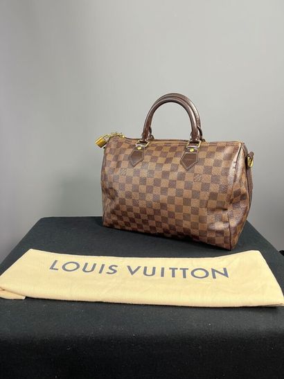 LOUIS VUITTON - sac SPEEDY toile damier ébène...