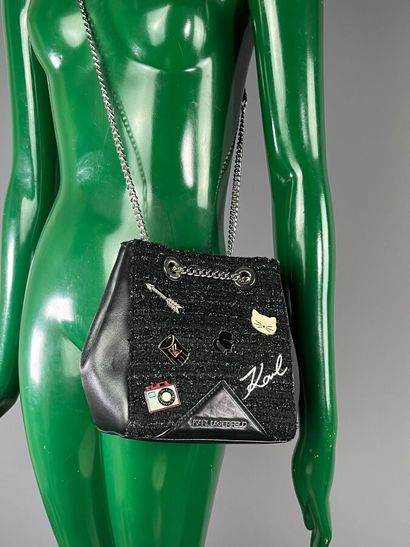 KARL LAGERFELD Petit sac en cuir et tweed...