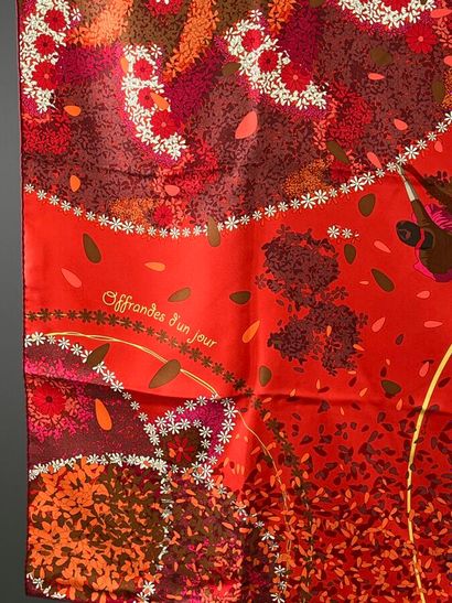 HERMÈS Paris - Carré de soie - Offrande d'un...