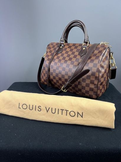 LOUIS VUITTON - sac SPEEDY toile damier ébène...