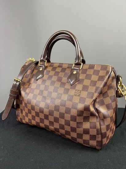 LOUIS VUITTON - sac SPEEDY toile damier ébène...
