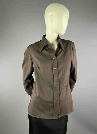 CELINE Paris - Blouse en laine marron - Années...