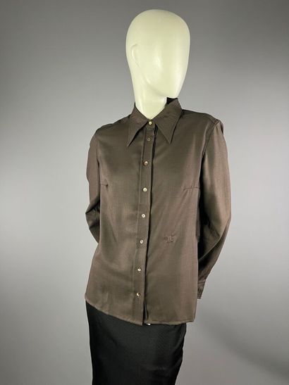 CELINE Paris - Blouse en laine marron - Années...