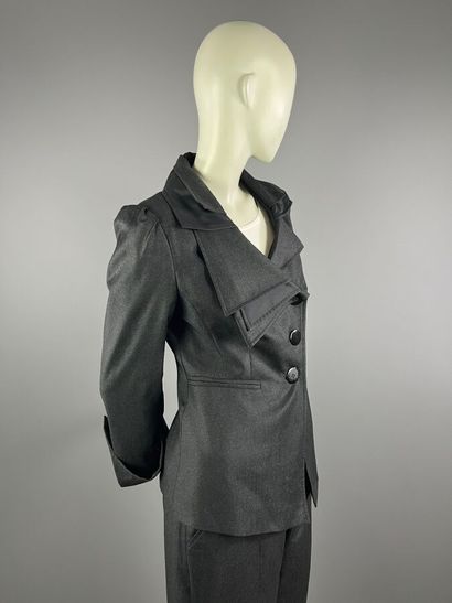 FÉRAUD - Tailleur pantalon en laine gris...