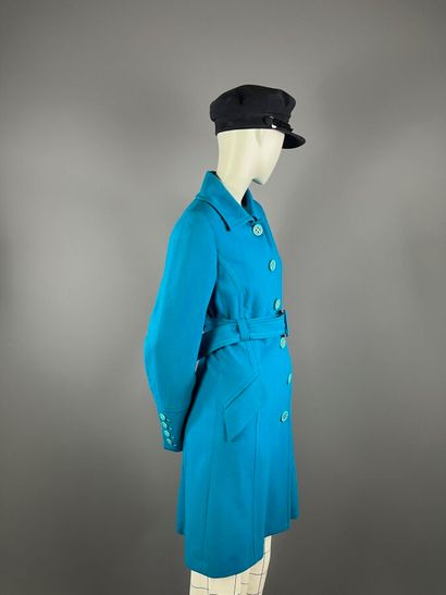 FERAUD - Manteau en laine bleu canard - Taille...