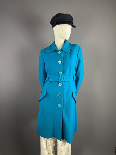 FERAUD - Manteau en laine bleu canard - Taille...