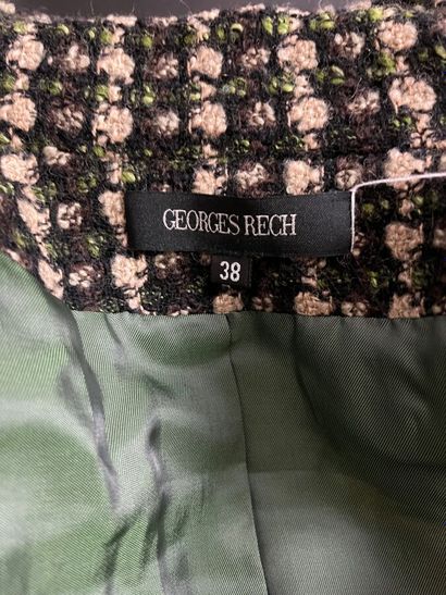 GEORGES RECH - Veste en tweed et cuir vert....