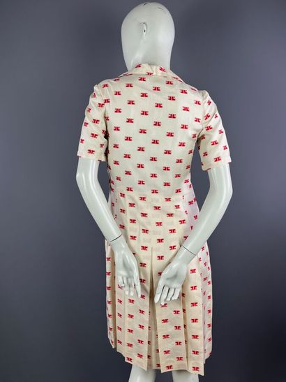 Anonyme - Robe d'été en soie blanche monogram...