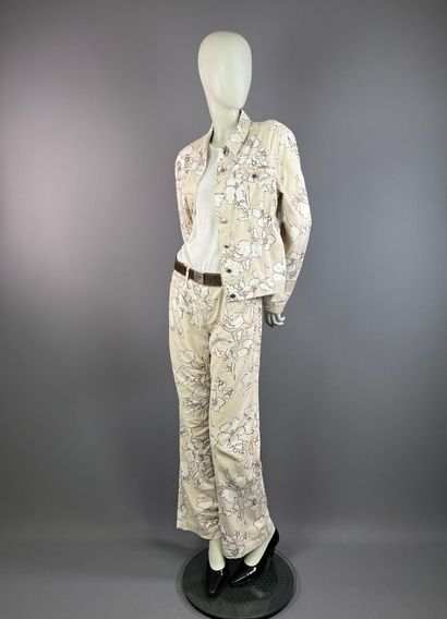 ESCADA Sport - Ensemble en denim beige fleuri:...