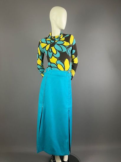 FERAUD / COURRÈGES - Top en jersey fleuri...