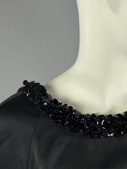 Années 60 - Robe cocktail en soie noire et...