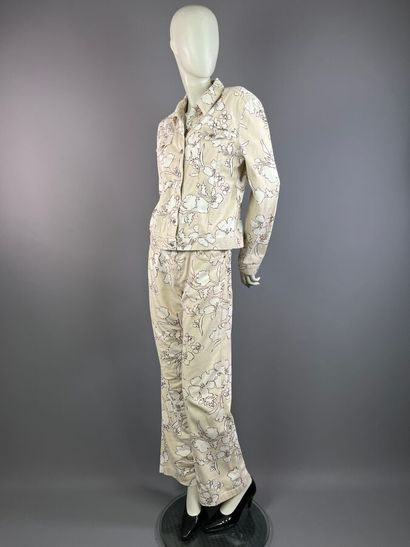 ESCADA Sport - Ensemble en denim beige fleuri:...