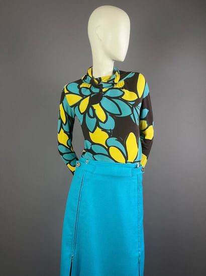 FERAUD / COURRÈGES - Top en jersey fleuri...