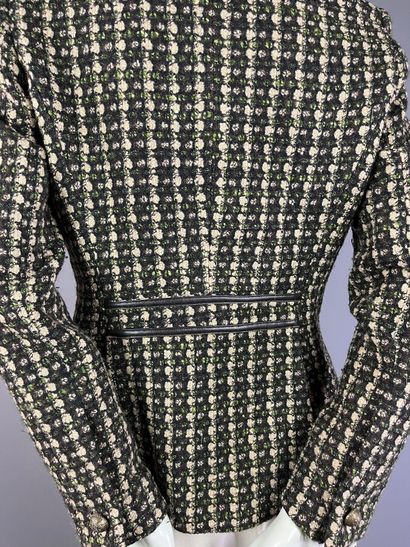 GEORGES RECH - Veste en tweed et cuir vert....