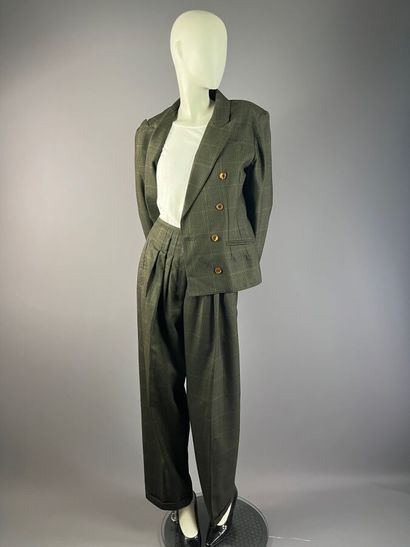 INFINITIF - Tailleur pantalon en laine vert...
