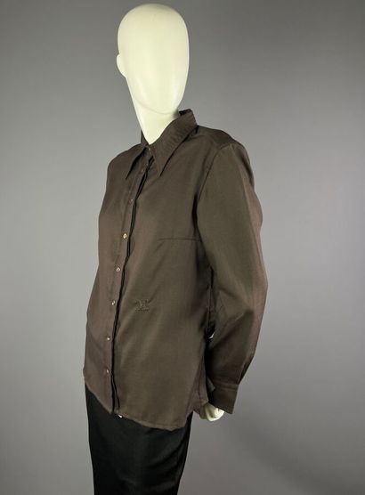 CELINE Paris - Blouse en laine marron - Années...