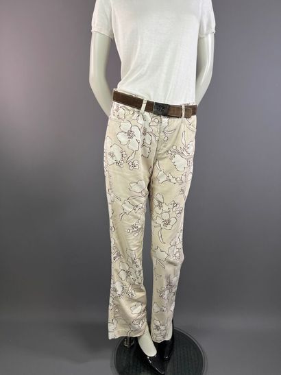 ESCADA Sport - Ensemble en denim beige fleuri:...