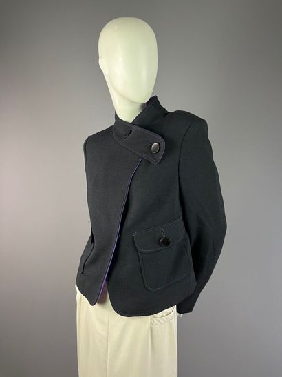 FERAUD - Veste en lainage violet et noir...