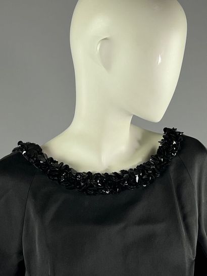 Années 60 - Robe cocktail en soie noire et...