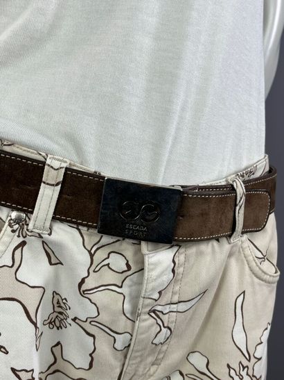 ESCADA Sport - Ensemble en denim beige fleuri:...