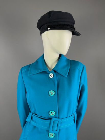 FERAUD - Manteau en laine bleu canard - Taille...