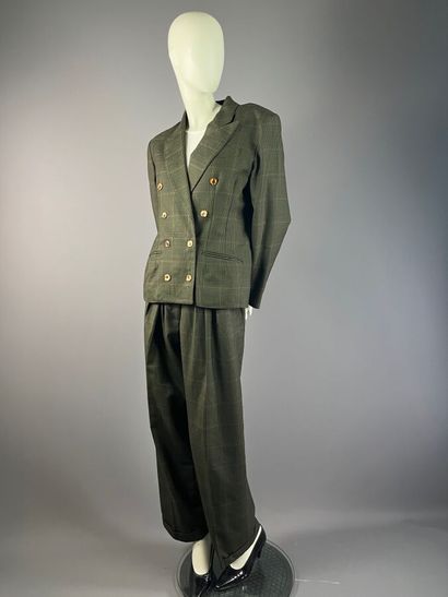 INFINITIF - Tailleur pantalon en laine vert...