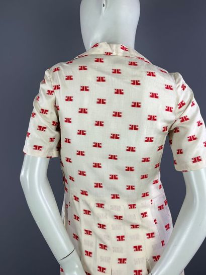 Anonyme - Robe d'été en soie blanche monogram...