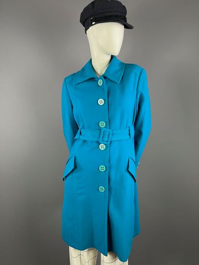 FERAUD - Manteau en laine bleu canard - Taille...