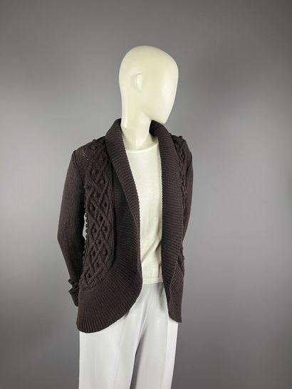 GEORGES RECH - pull en lainage tricot marron...