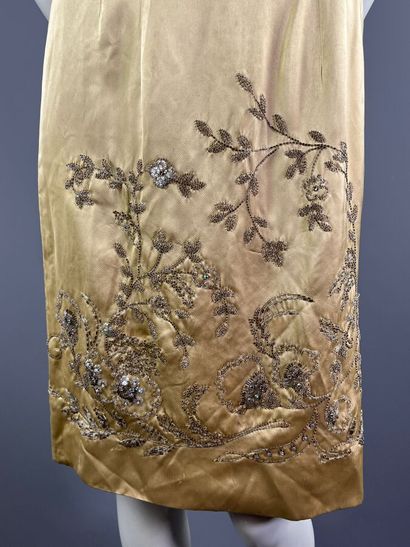Années 60 - Robe cocktail en satin jaune...