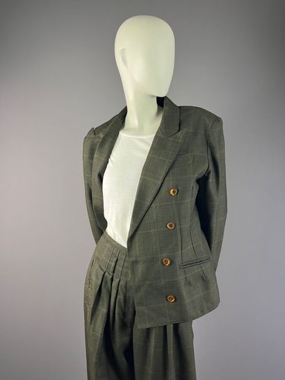 INFINITIF - Tailleur pantalon en laine vert...