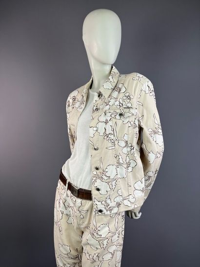 ESCADA Sport - Ensemble en denim beige fleuri:...