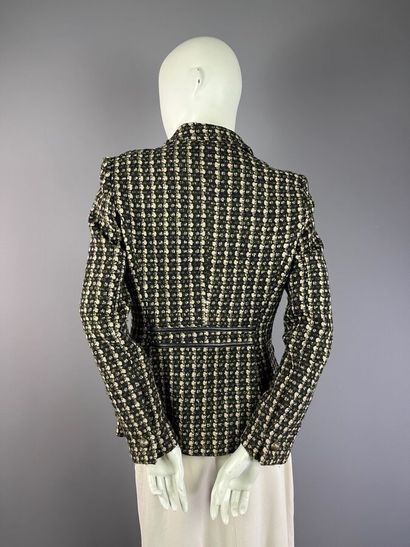 GEORGES RECH - Veste en tweed et cuir vert....
