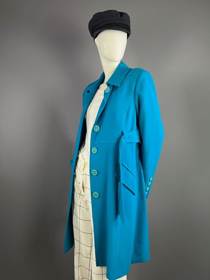 FERAUD - Manteau en laine bleu canard - Taille...