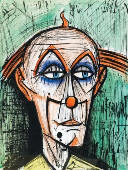 Bernard BUFFET (1928-1999)
Clown, fond vert...