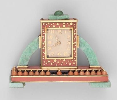 Pendulette borne Art Déco rectangulaire en...