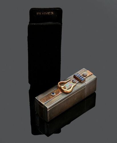 HERMES - Etui à rouge à lèvres en argent...