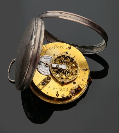 Montre à gousset en argent à cadran émaillé...