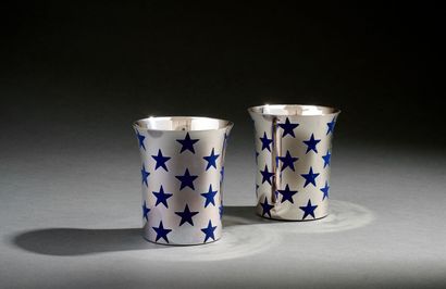 HERMES Paris - Paire de gobelets à col évasé...