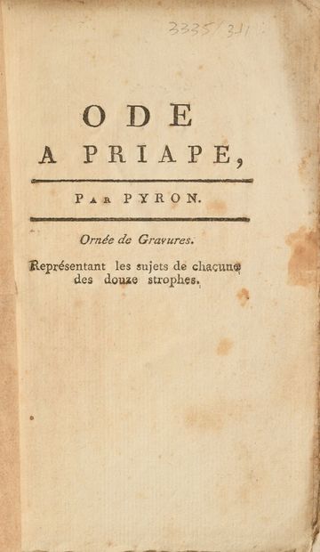 PYRON (Alexis). Ode to Priape. S.l.n.d. In-12...