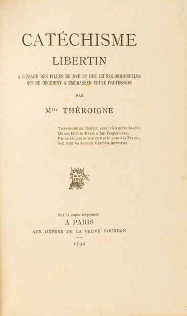 THÉROIGNE DE MÉRICOURT (Anne Josèphe). Catechisme...
