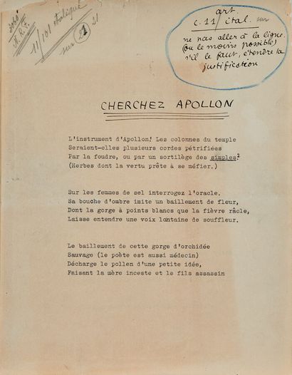 Jean COCTEAU (Maisons-Laffitte 1889 - Milly-la-Forêt...