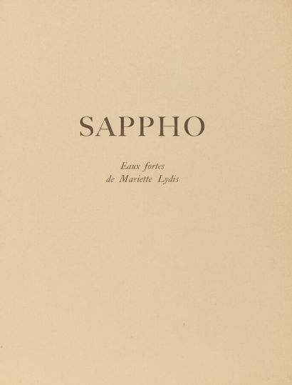 SAPPHO. Fragments. Paris, Aux frais d'un...