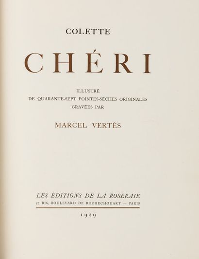 COLETTE. Chéri. Paris, Les Éditions de la...