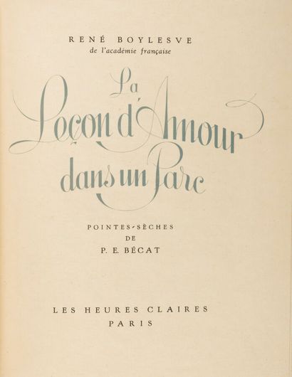 BOYLESVE (René). o La Leçon d'amour dans...
