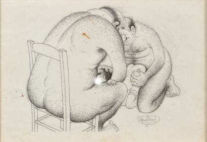 Albert DUBOUT (1905-1976) 
Two large men...