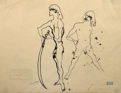 Jules PASCIN (1885-1930) 
Two figures 
Pen...
